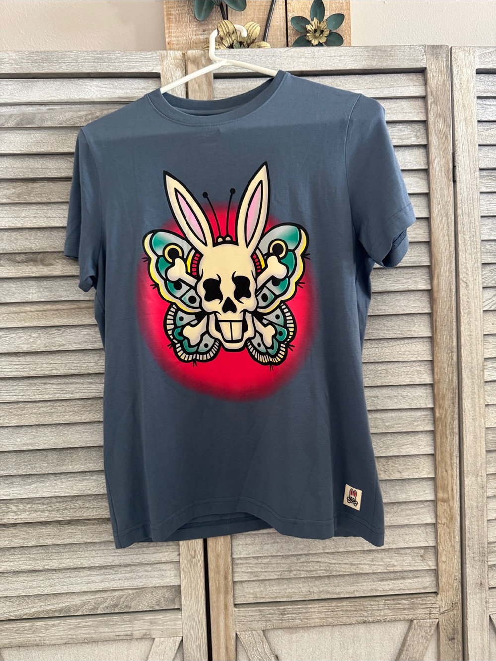 Psycho Bunny Navy Tee with White Logo Print size 2